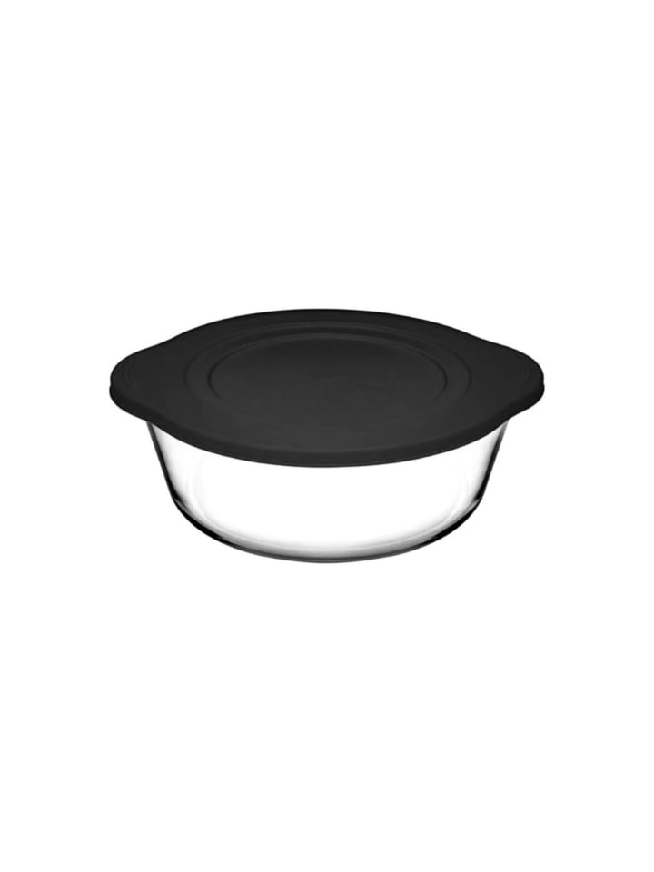 Borcam Backform aus Glas 2,2L mit Deckel Ideal für Kuchen, in Schwarz
