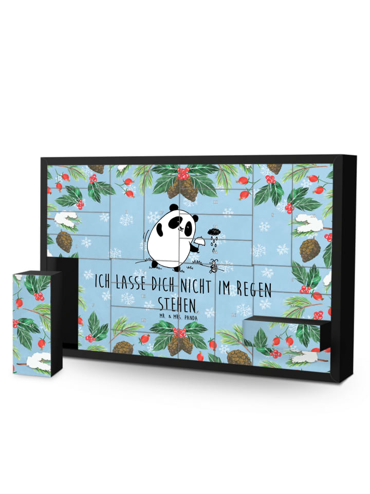 Adventskalender Panda ZuMenschmenhalt mit Spruch in Eisblau