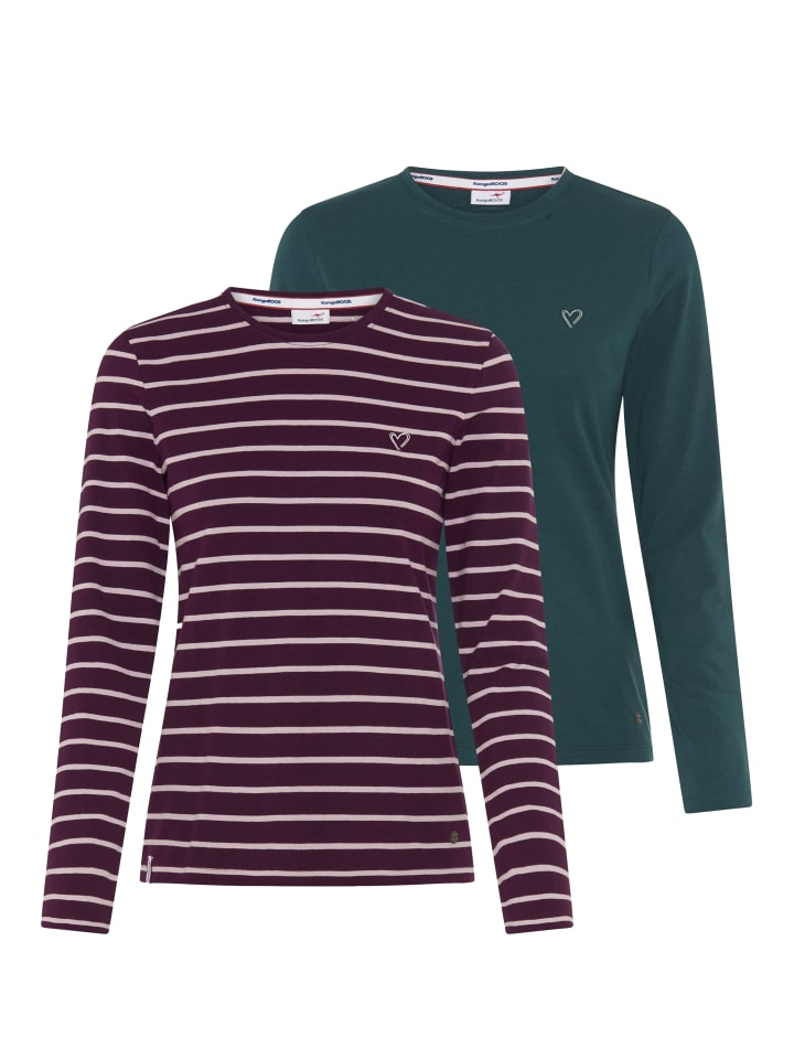 Langarmshirt in Aubergine gestreift