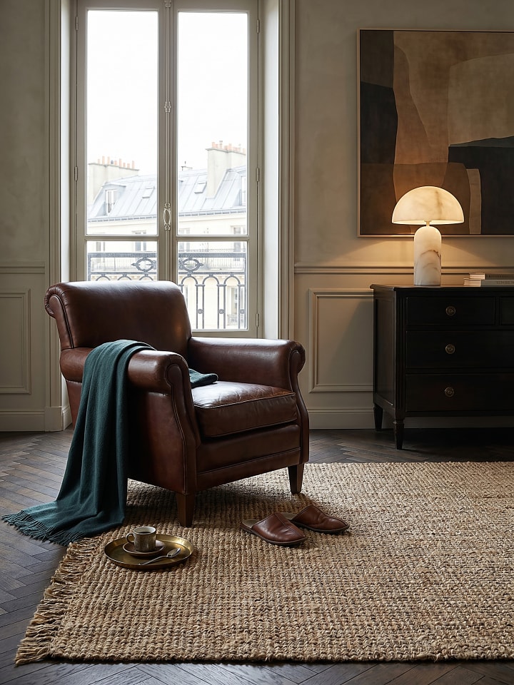 Jute-Teppich Naturfaser ERME Boho Wohnzimmer