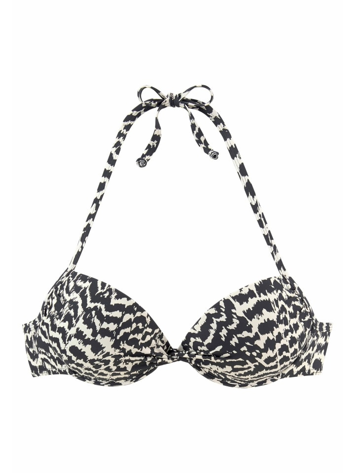 Push-Up-Bikini-Top in schwarz-creme
