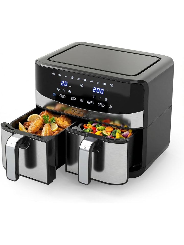 Heißluftfritteuse 2 Kammern 8,5 L in Schwarz