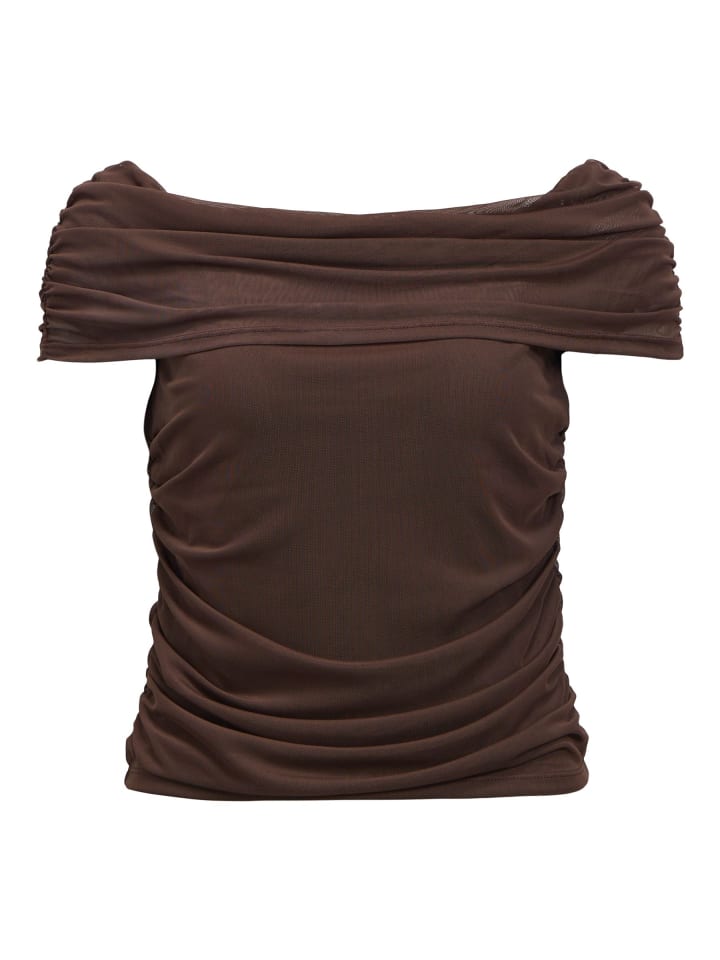 Off Shoulder Top in Seal Brown1