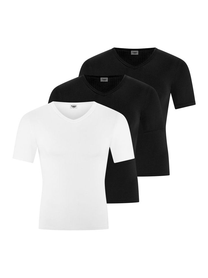 Unterhemd / Shirt Kurzarm Sky.line in Schwarz / weiß