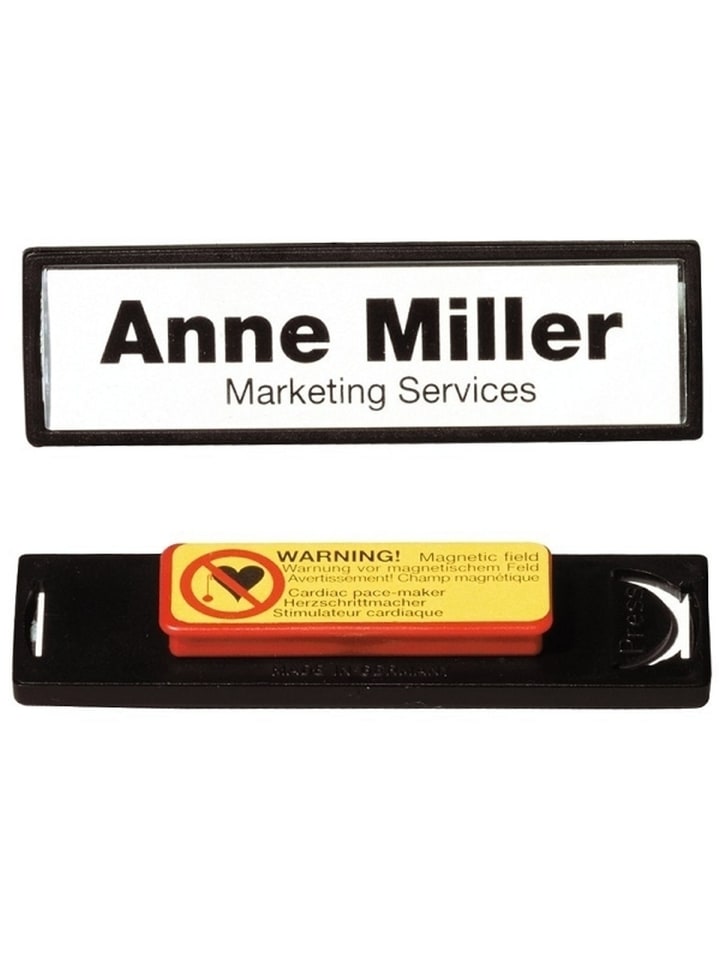 Namensschilder Clip-Card mit Magnet (klein) 17x67 schwarz Packung mit ...