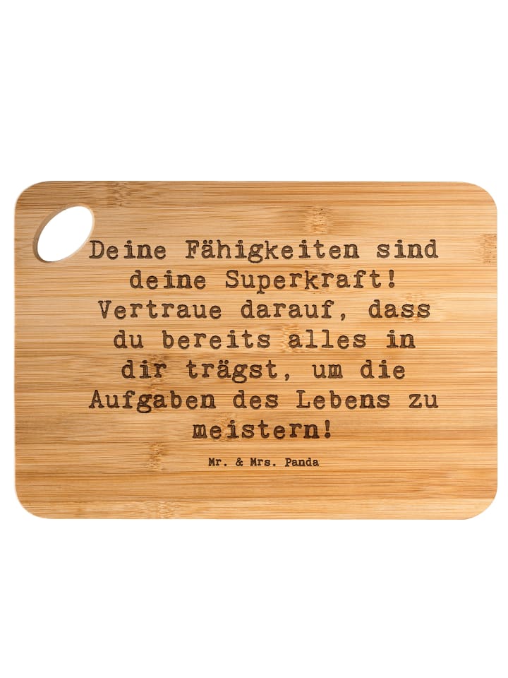 Holzschneidebrett Spruch Vertrauen in Fähigkeit... in Braun