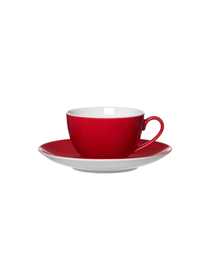 Kaffeetasse mit Untertasse Doppio in Rot 200 ml