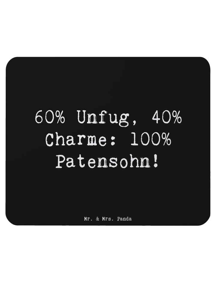 Mauspad Patensohn Charme mit Spruch in Schwarz