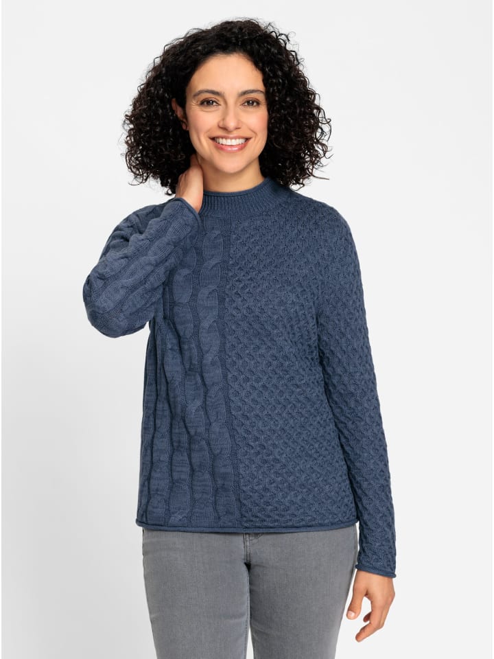 Stehkragen-Pullover in rauchblau