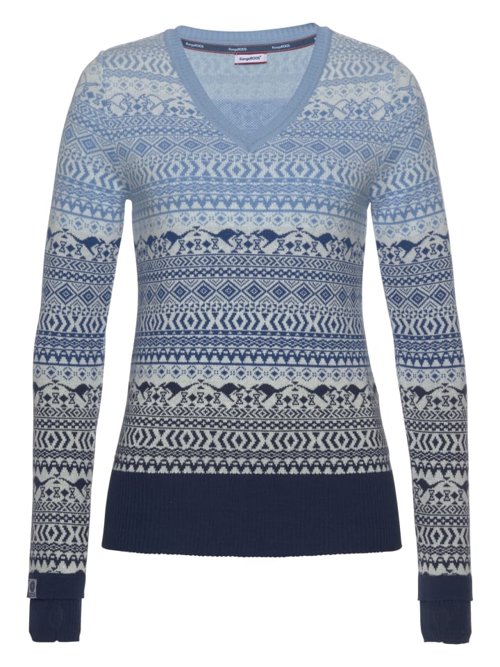 Jacquardpullover in marine-hellblau
