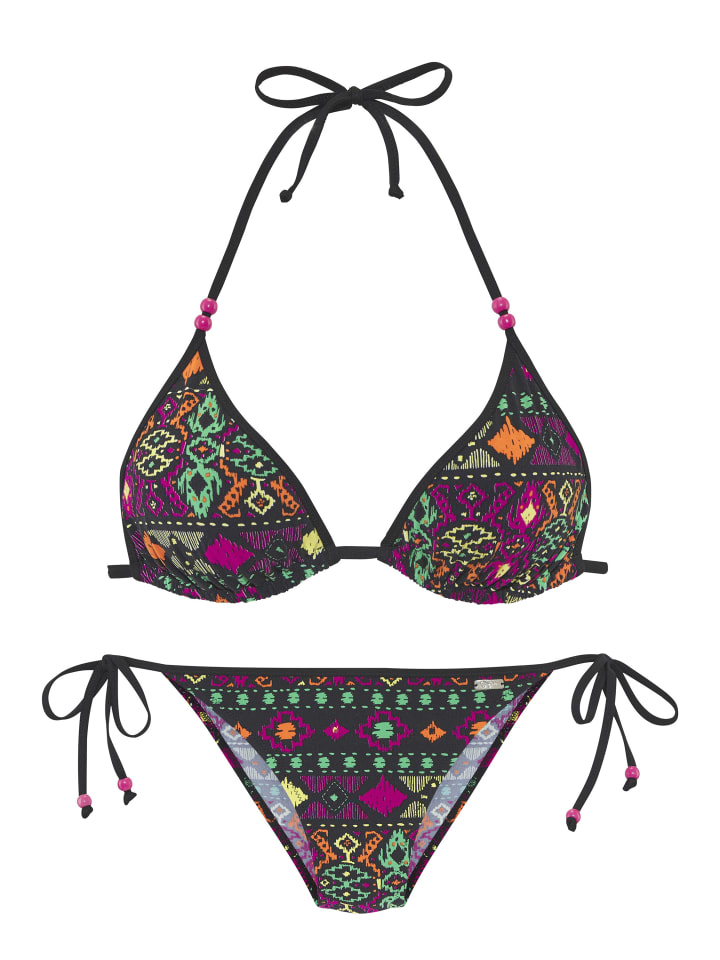 Triangel-Bikini in schwarz bedruckt