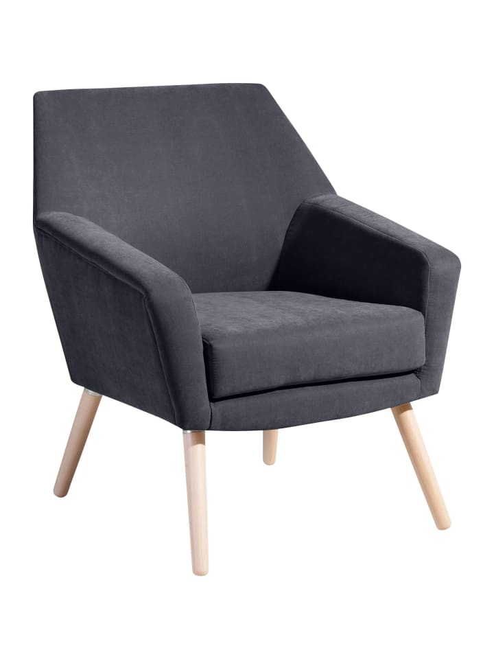 SESSEL Kachka Bezug Veloursstoff Buche natur / anthrazit