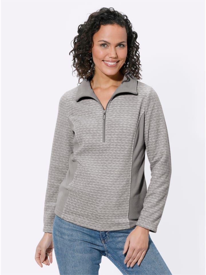 Fleece-Shirt in hellgrau-steingrau