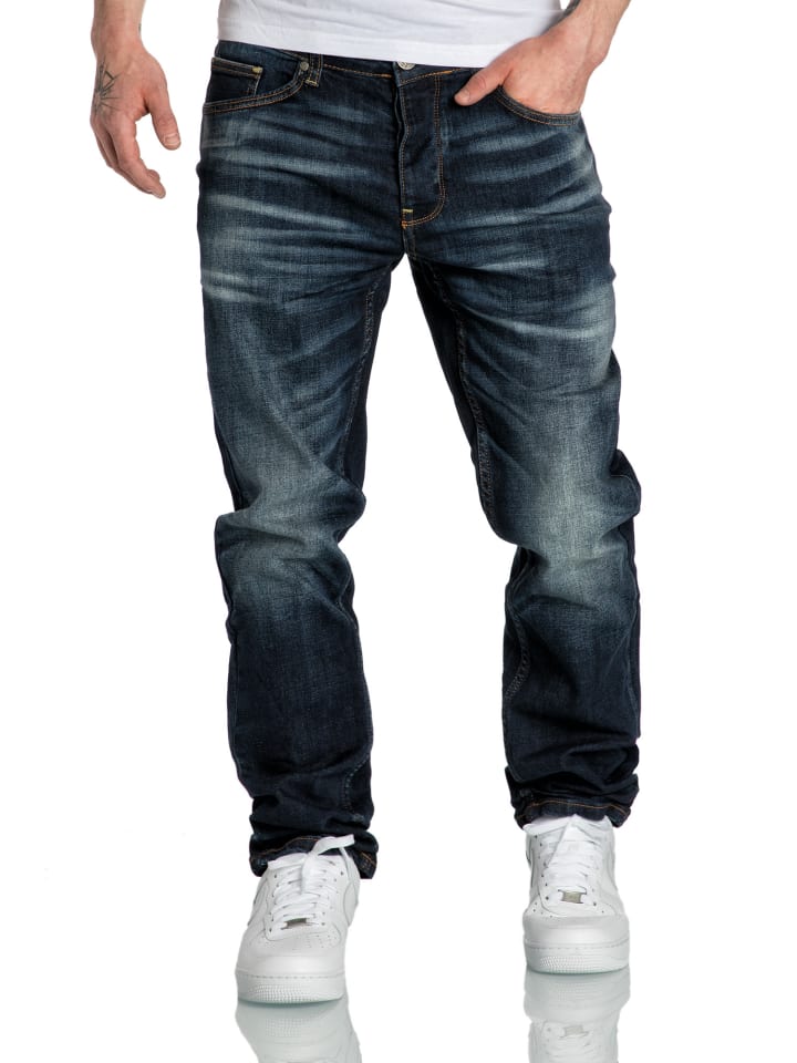 Regular Fit Destroyed Jeans KANSAS in Dunkelblau