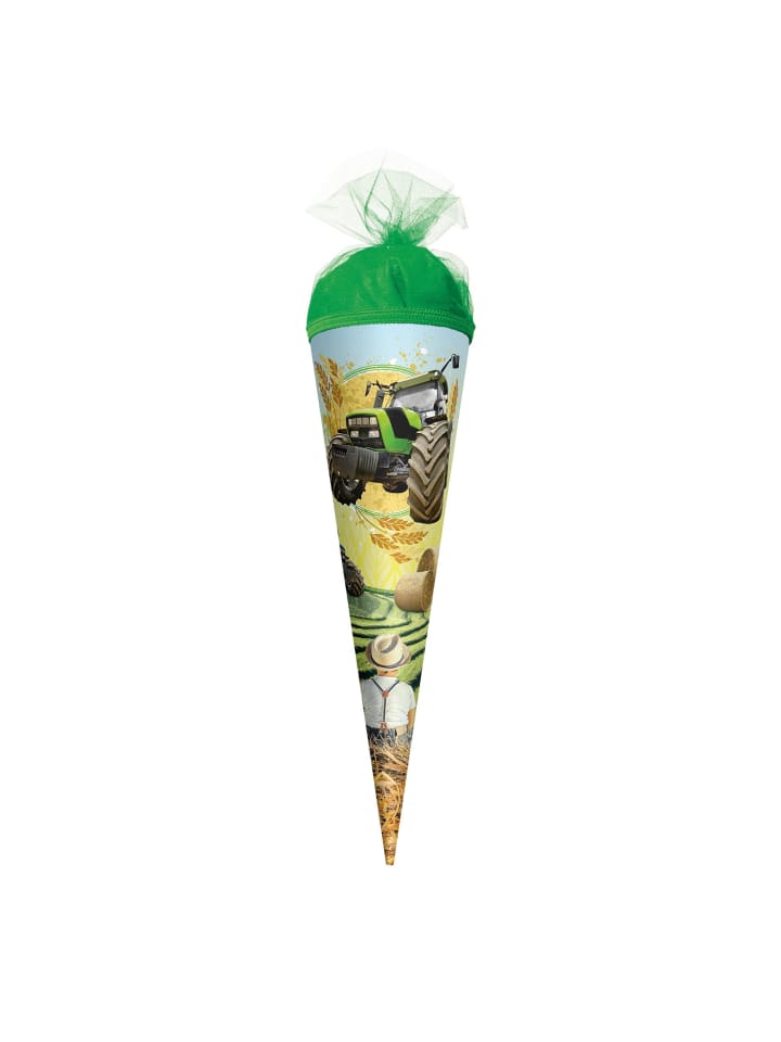 Geschenk-Schultüte klein 35 cm Traktor in Grün