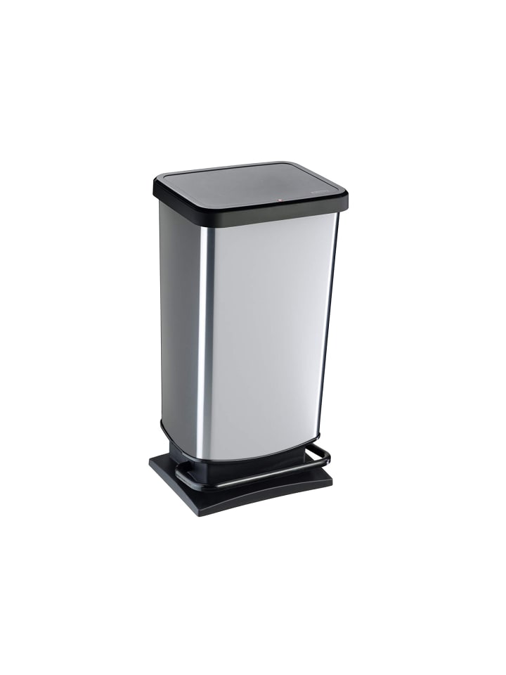 Paso Mülleimer 40l mit Pedal und Deckel in Silber metallic