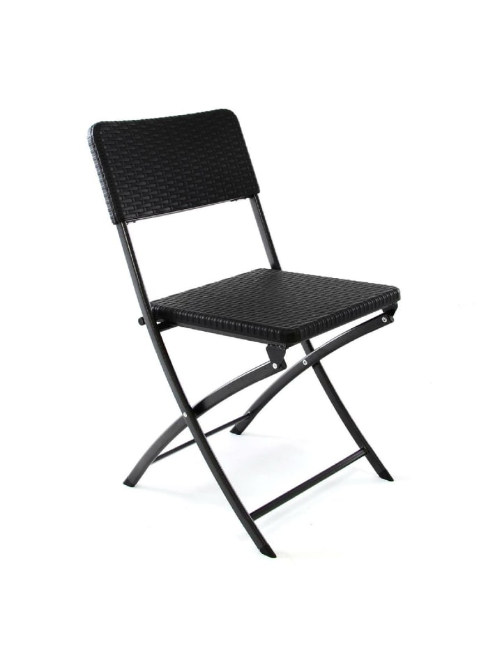 Klappstuhl Gartenstuhl Rattan-Optik in Schwarz