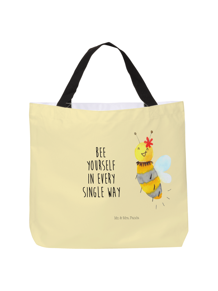 Tasche Biene Blume mit Spruch in Gelb Pastell