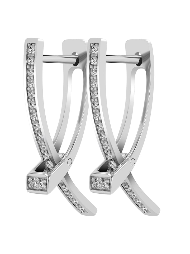 Damen Creolen aus 925 Silber mit Zirkonia in silber