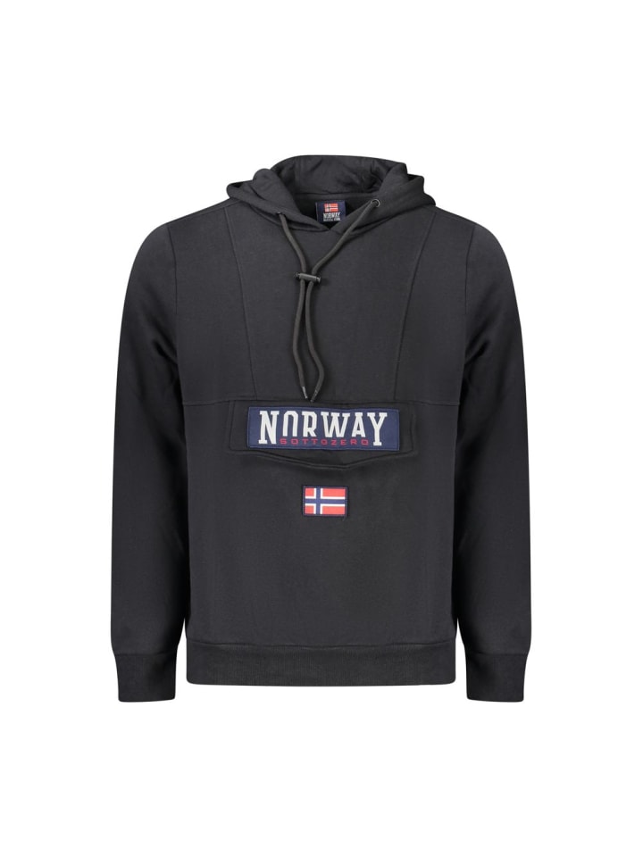Schwarz Baumwolle Herren mit Kapuze Sweatshirt