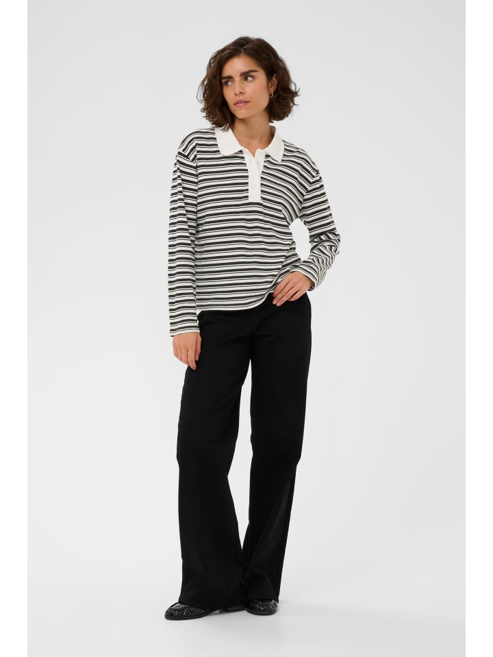 Poloshirt KAmiala Regular fit in Chalk With Black Deep stripe