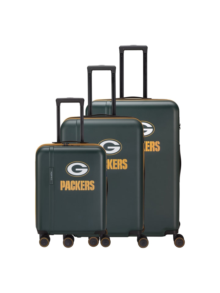 travelite x NFL 4 Rollen Kofferset 3-teilig mit Dehnfalte green bay packers