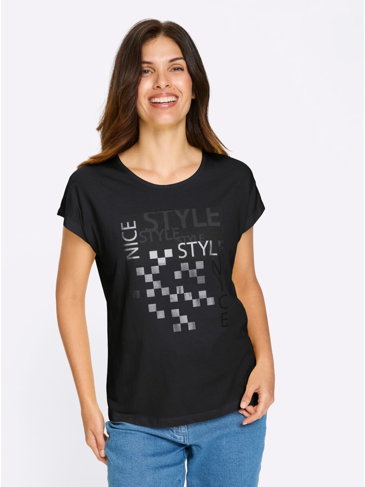 Kurzarm-Shirt in schwarz