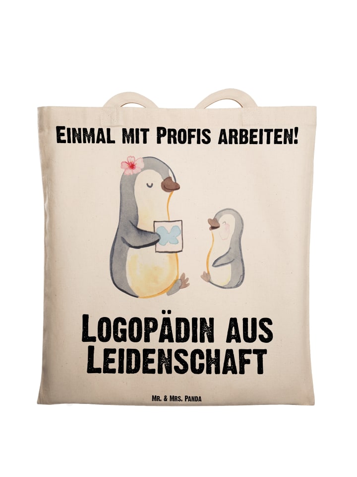 Umhängetasche Logopädin Leidenschaft mit Spruch in Creme
