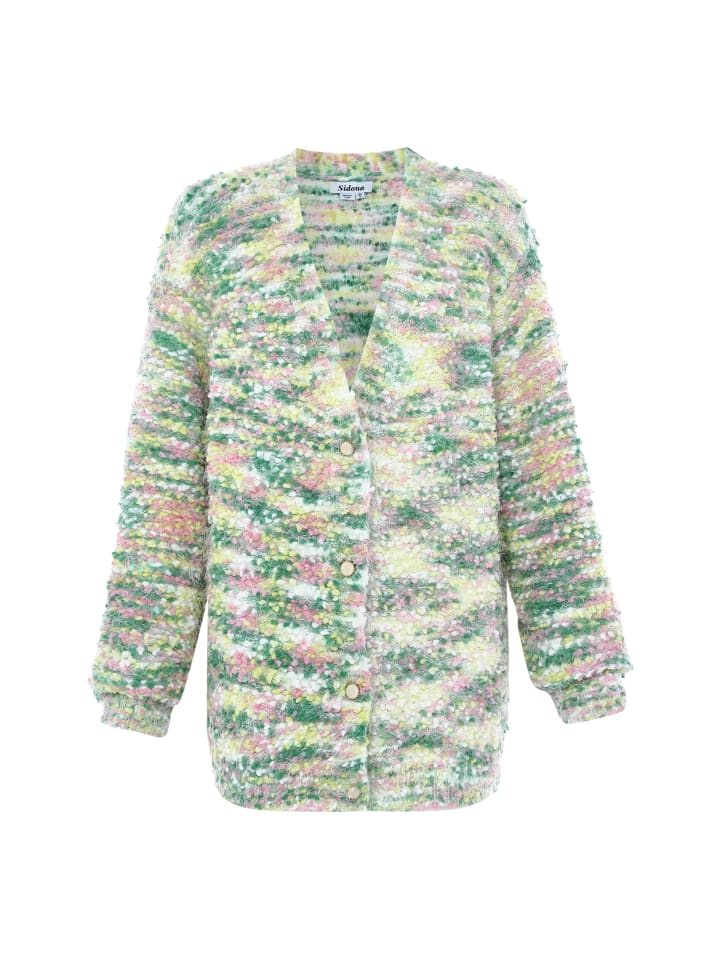 Damen Sweater in WEISS GRÜN MEHRFARBIG