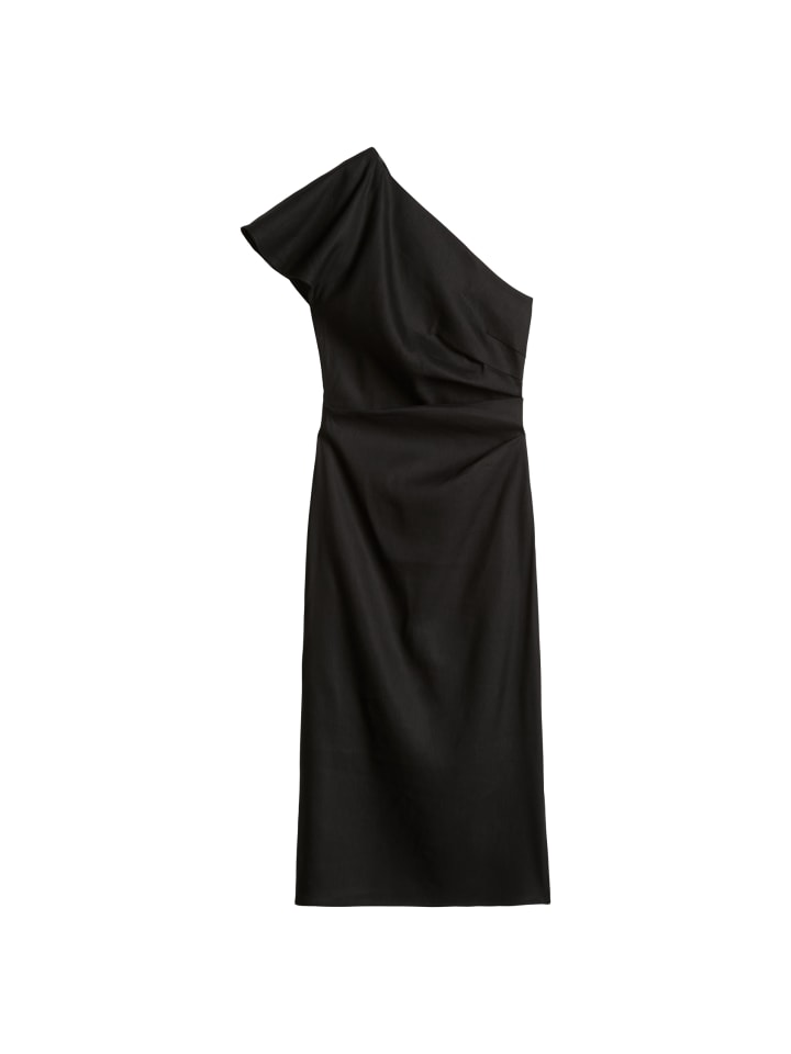 One Shoulder Dress shaped in Schwarz