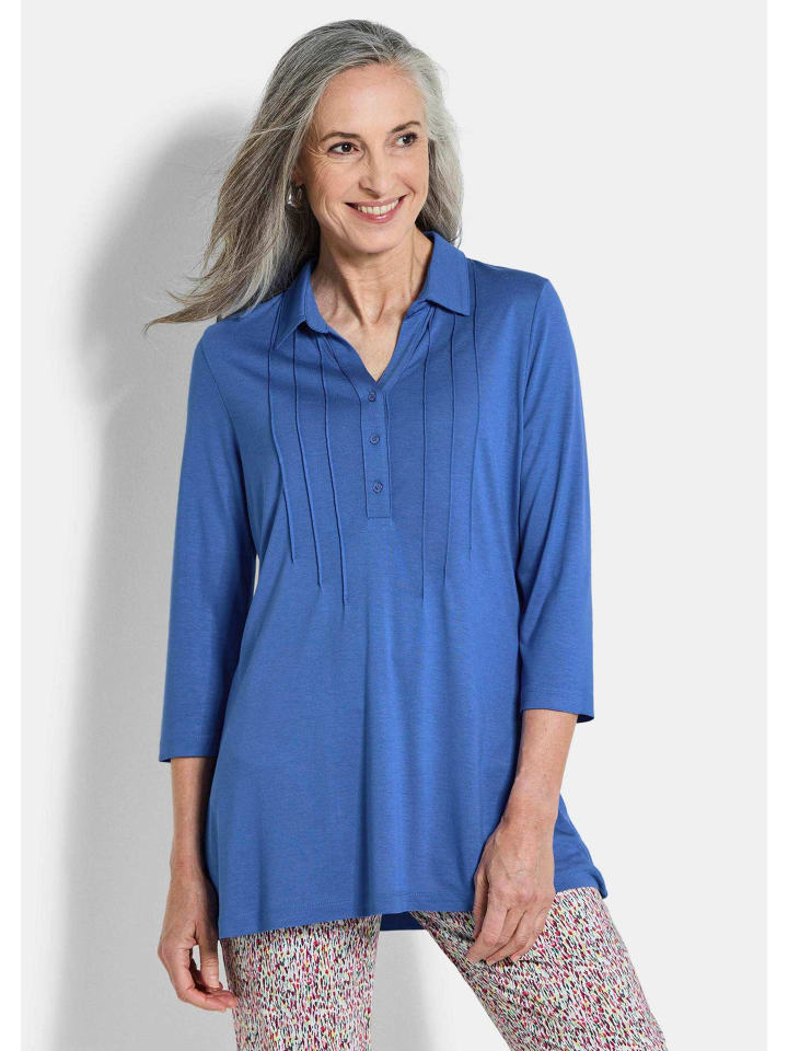 Kurzgröße: Elegantes Blusenshirt mit Biesen in royalblau