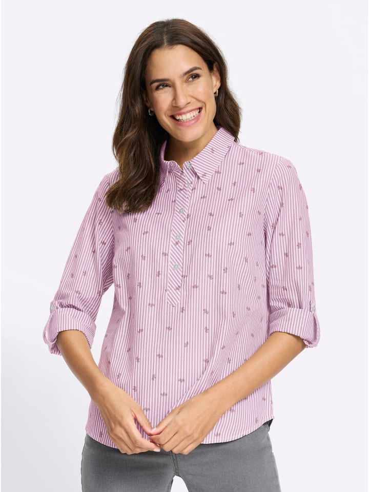 Baumwoll-Bluse in hortensie-gestreift