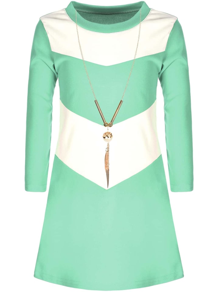 Kleid in Grün - Weiß