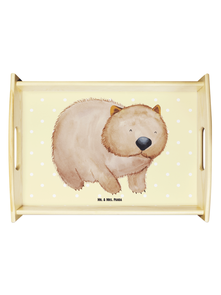 Servierplatte Holz Wombat ohne Spruch in Gelb Pastell