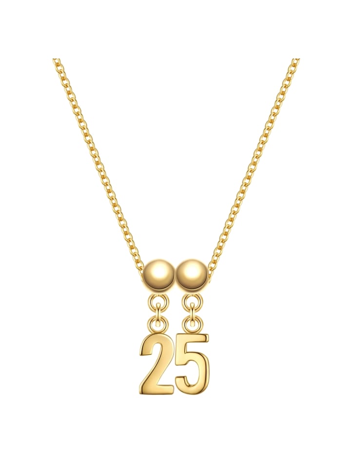Set (Kette + 2 Charms) Zahl 25 aus Sterling Silber in gelbgold