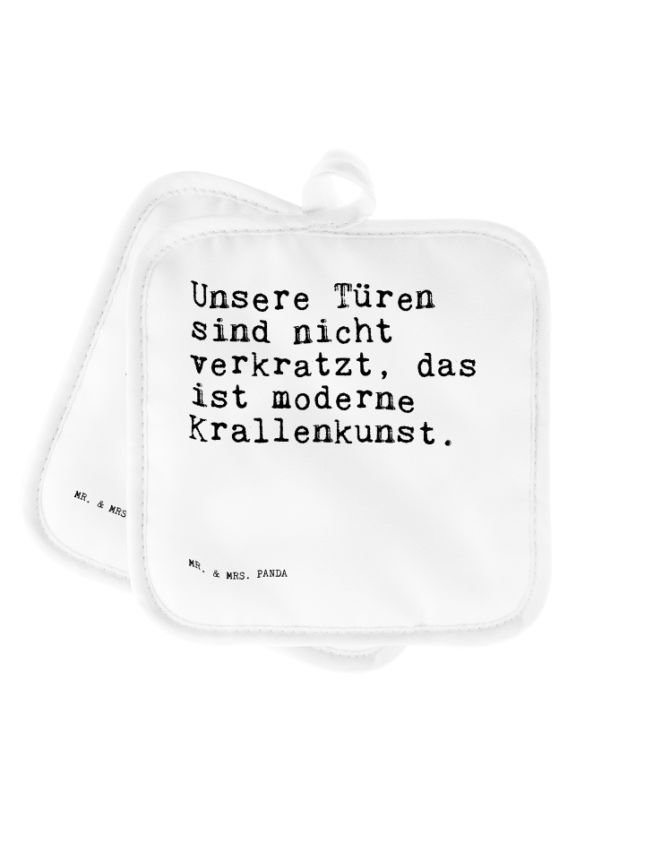 2er Set Topflappen Unsere Türen sind nicht... ... in Weiß