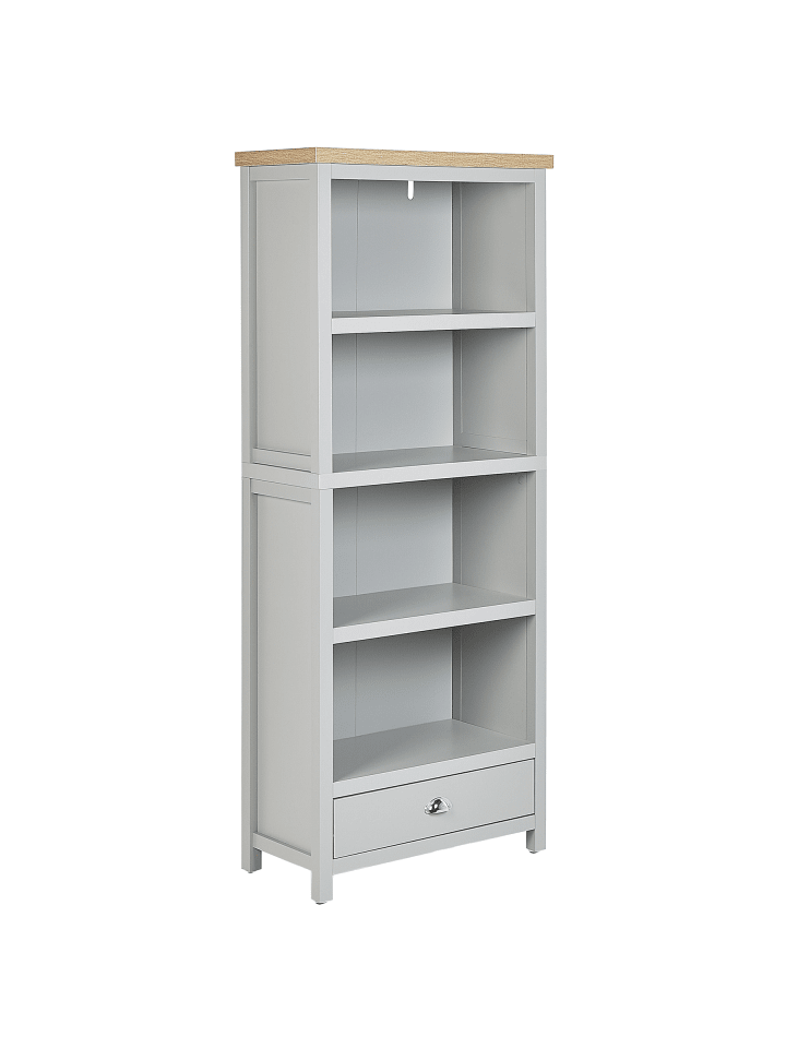 Bücherregal CLIO in Grau/Silber/Braun - (W) 72 x (H) 180 x (L) 35 cm
