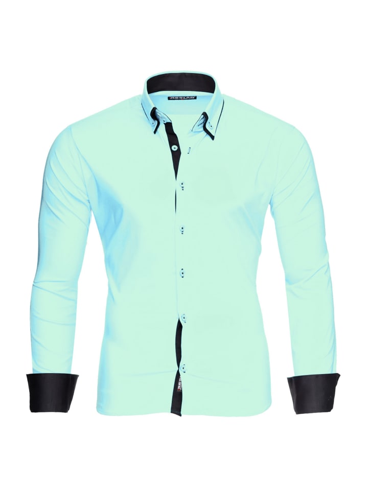 Hemd Alabama Kontrast in mint-schwarz