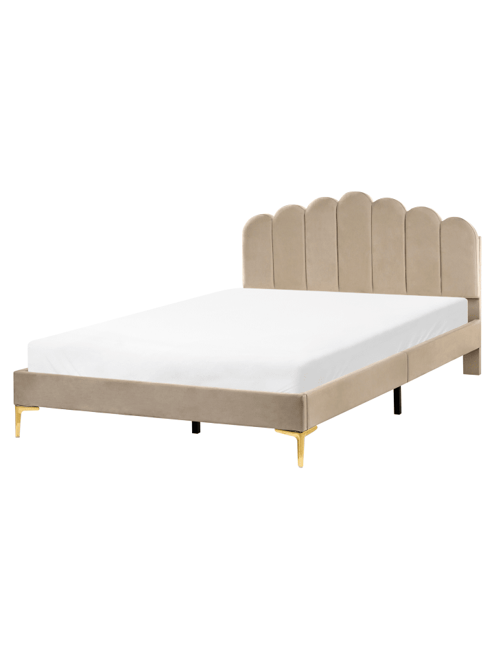 2-tlg Doppelbett SAUVIAN in Beige/Gold