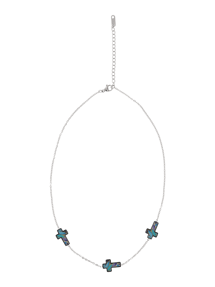 Women Chain Necklace in Silver Turquoise
