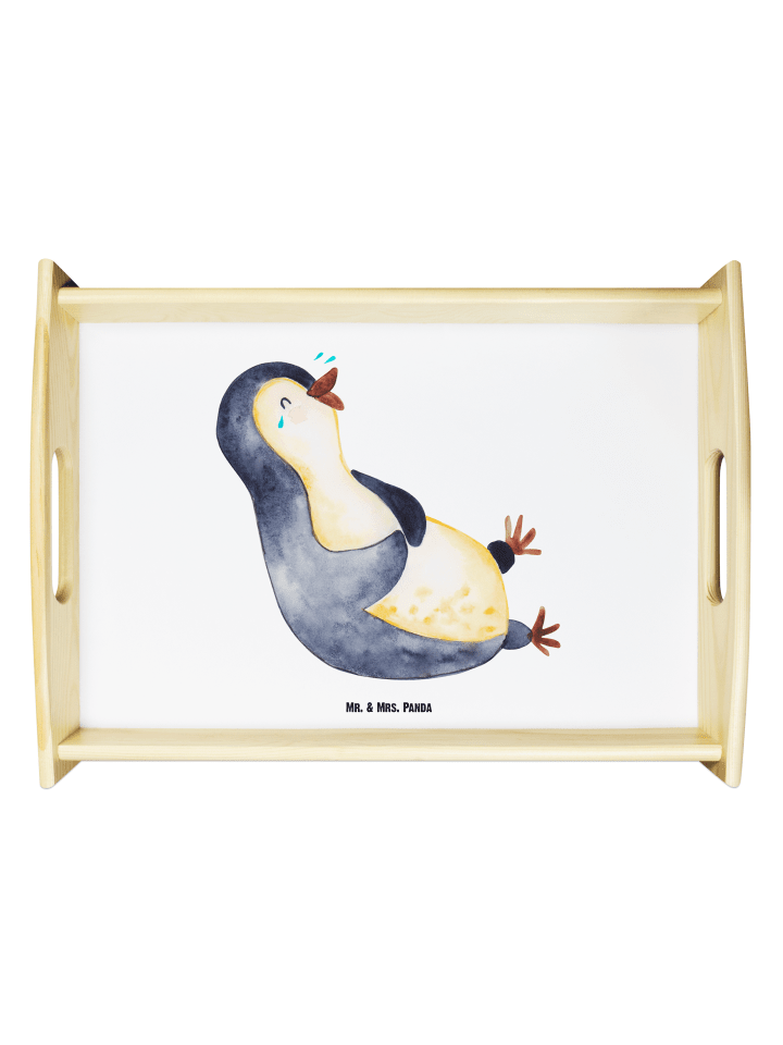 Servier Tablett Pinguin Lachen ohne Spruch in Weiß