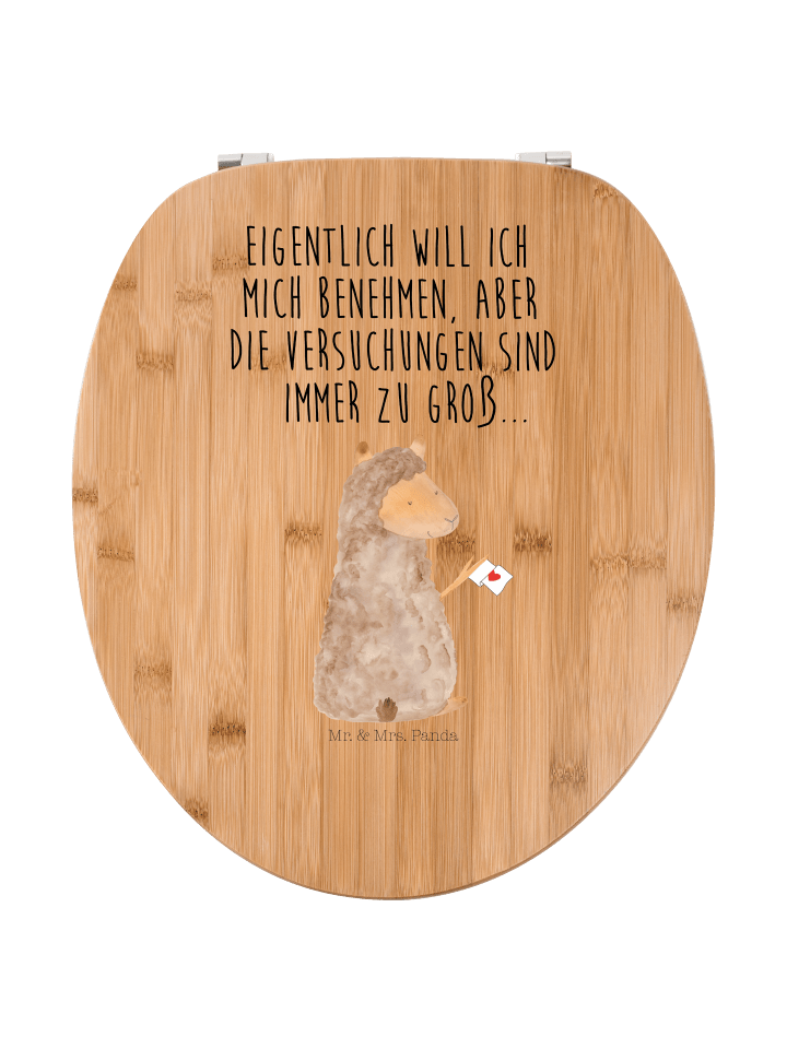 WC Brille Alpaka Fahne mit Spruch in Braun