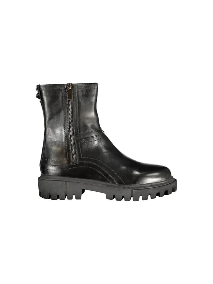 Schwarz Leder Damen Stiefel