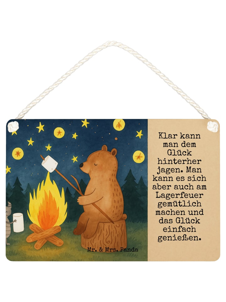 Schild Bär & Marienkäfer Lagerfeuer Design mit ... in Weiß
