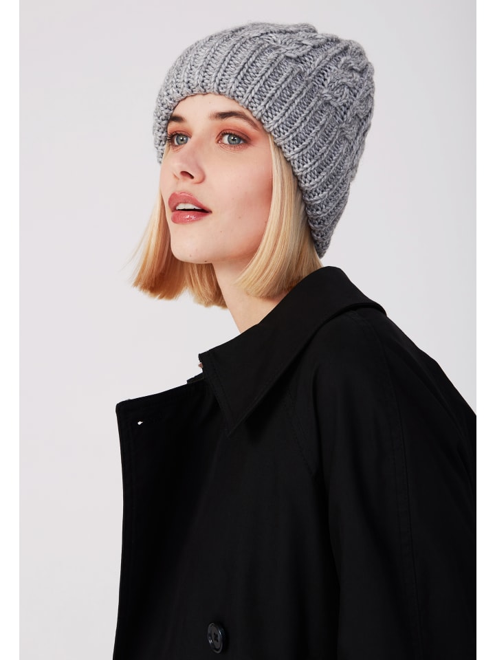 Strickbeanie gefüttert in Grau Melange