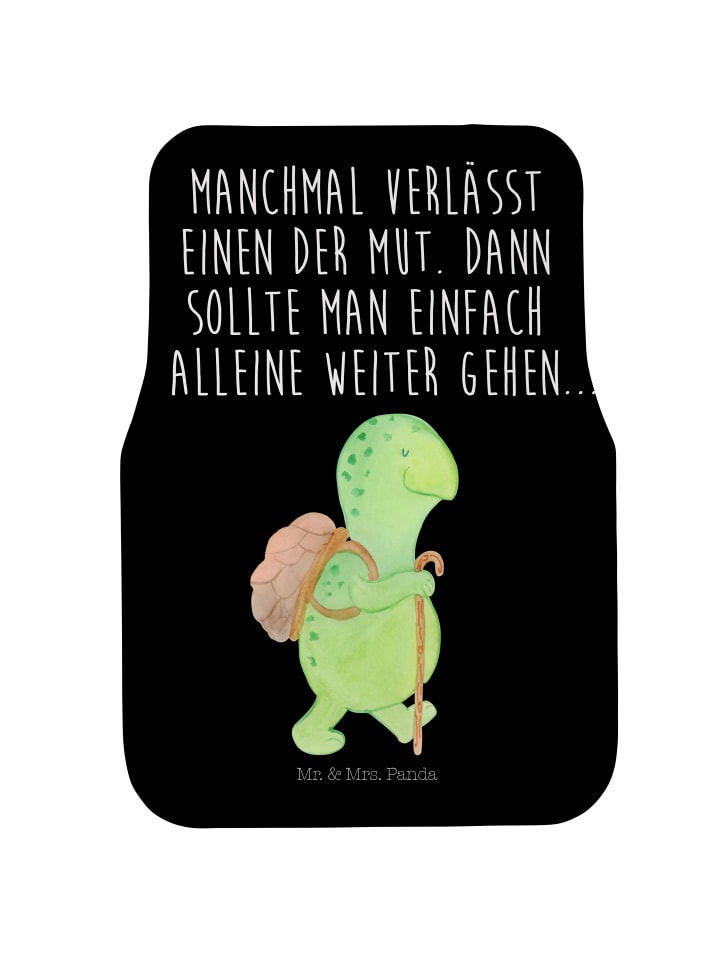 Automatte Schildkröte Wanderer mit Spruch in Schwarz