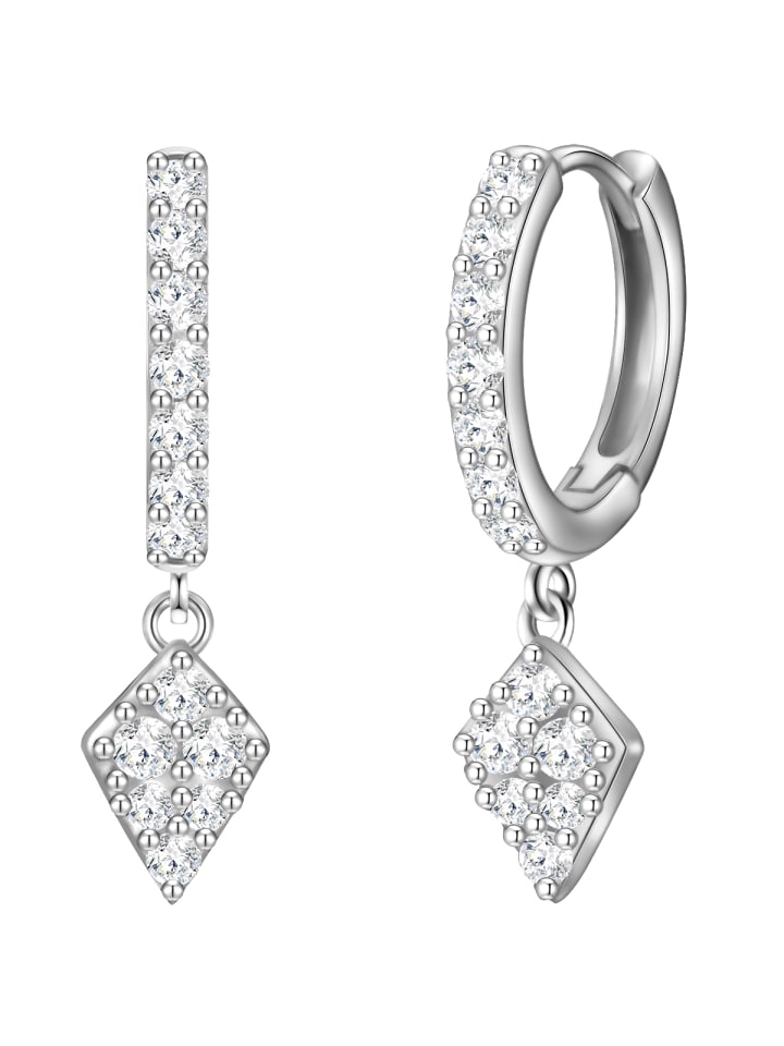 Creolen Raute aus Sterling Silber mit Zirkonia in silber