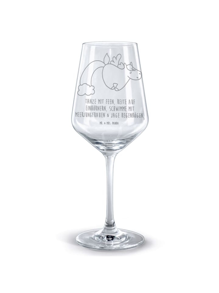 Rotweinglas Einhorn Fliegendes Pferd mit Spruch in Transparent