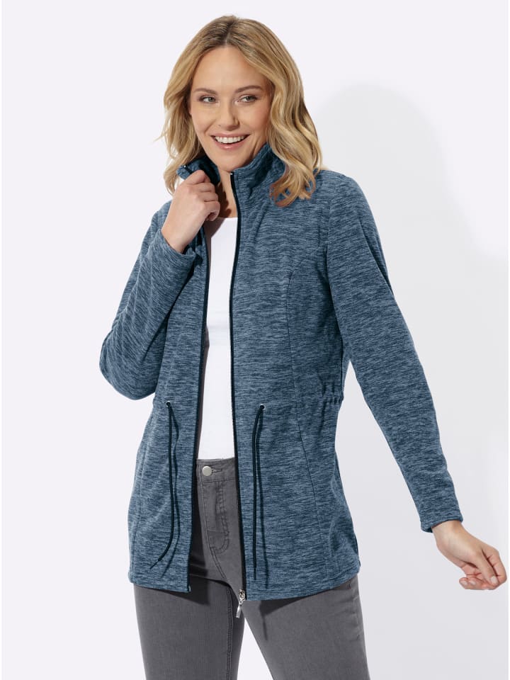 Fleece-Jacke in dunkelblau-bleu-meliert