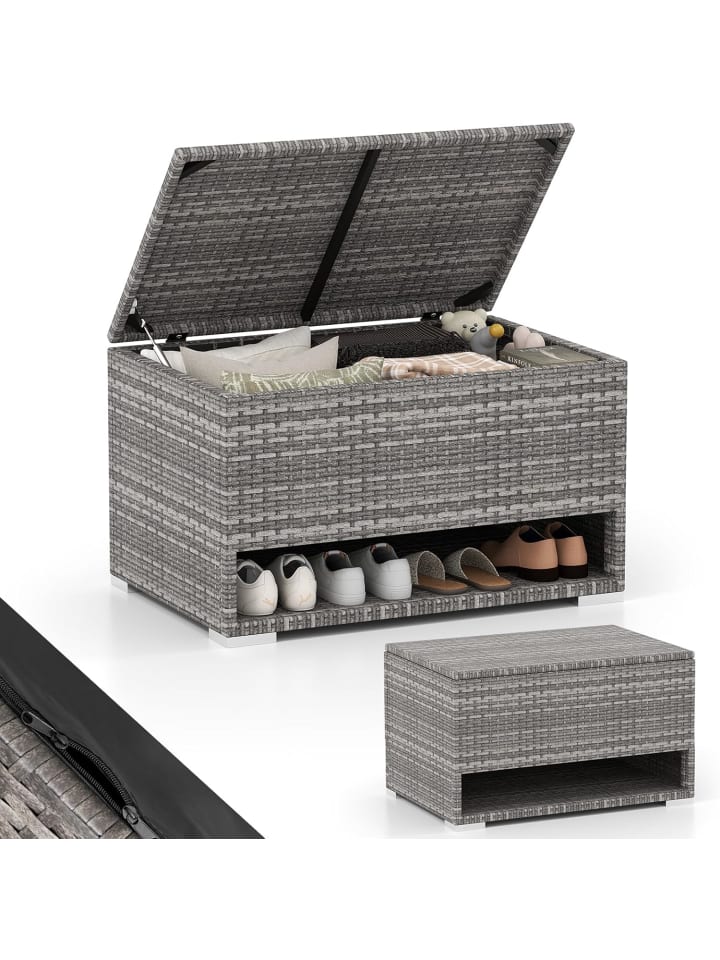 Gartenbox mit Schuhregal in Grau
